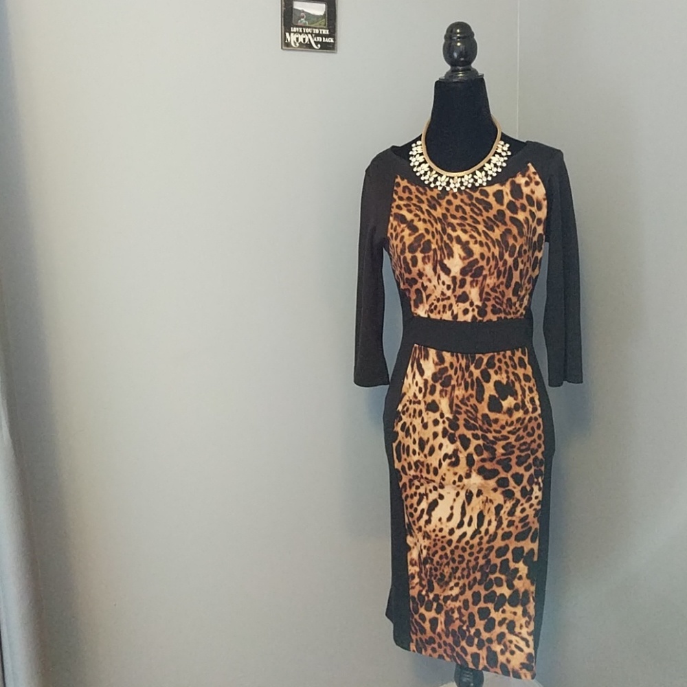 Black Printed Midi Dress